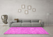 Machine Washable Persian Pink Traditional Rug in a Living Room, wshtr3717pnk