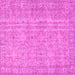 Square Machine Washable Persian Pink Traditional Rug, wshtr3717pnk