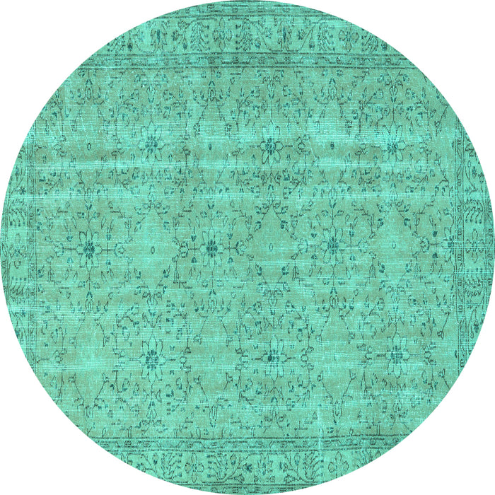 Round Persian Turquoise Traditional Rug, tr3717turq