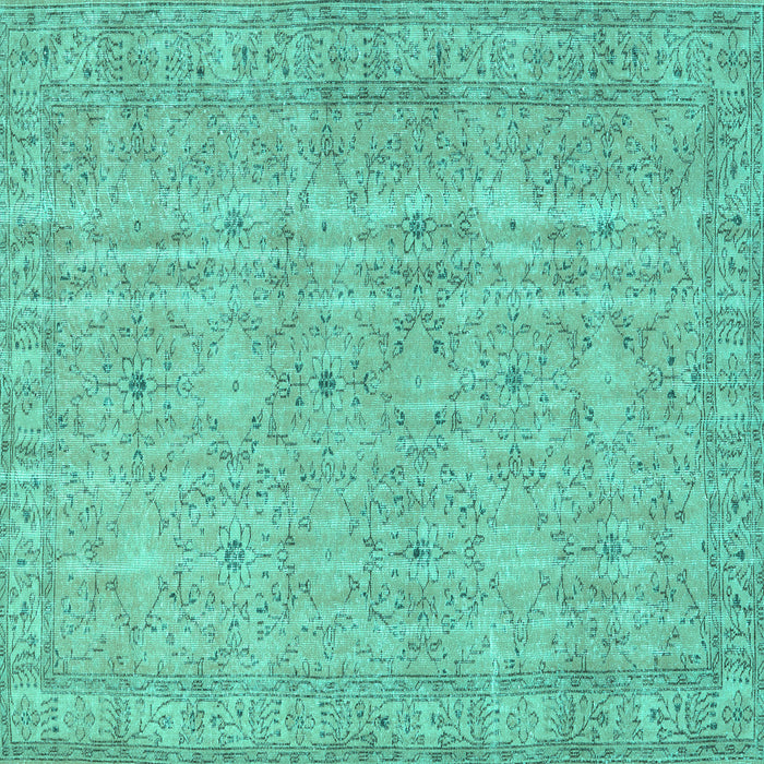 Square Machine Washable Persian Turquoise Traditional Area Rugs, wshtr3717turq