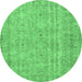 Round Persian Emerald Green Traditional Rug, tr3717emgrn