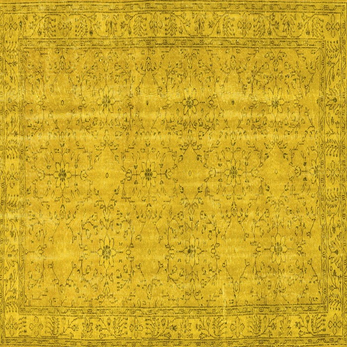 Square Machine Washable Persian Yellow Traditional Rug, wshtr3717yw