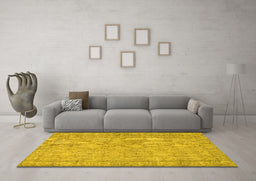 Machine Washable Persian Yellow Traditional Rug in a Living Room, wshtr3717yw