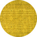 Round Persian Yellow Traditional Rug, tr3717yw