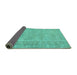 Sideview of Persian Turquoise Traditional Rug, tr3717turq