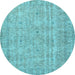 Round Persian Light Blue Traditional Rug, tr3717lblu