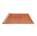Sideview of Machine Washable Traditional Orange Red Rug, wshtr3718