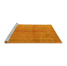 Sideview of Machine Washable Persian Yellow Traditional Rug, wshtr3718yw