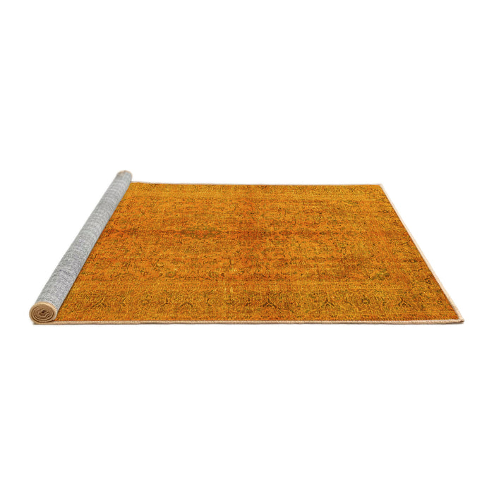 Sideview of Machine Washable Persian Yellow Traditional Rug, wshtr3718yw