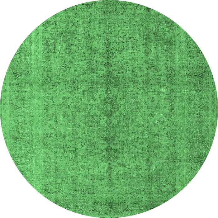 Round Persian Emerald Green Traditional Rug, tr3718emgrn