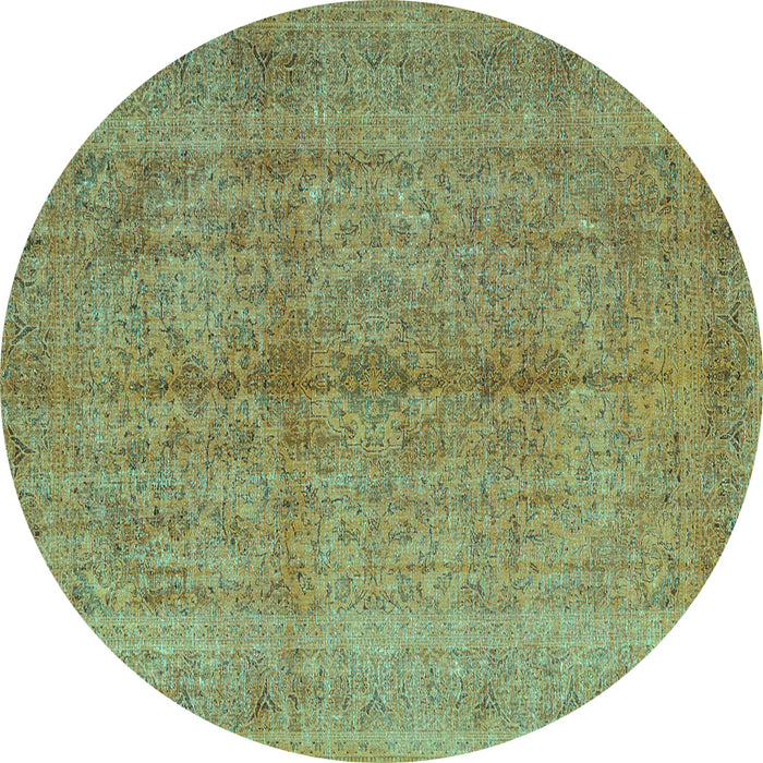 Round Persian Turquoise Traditional Rug, tr3718turq