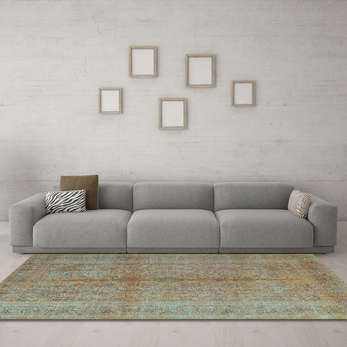 Machine Washable Persian Light Blue Traditional Rug in a Living Room, wshtr3718lblu