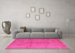 Machine Washable Persian Pink Traditional Rug in a Living Room, wshtr3718pnk