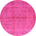 Round Persian Pink Traditional Rug, tr3718pnk