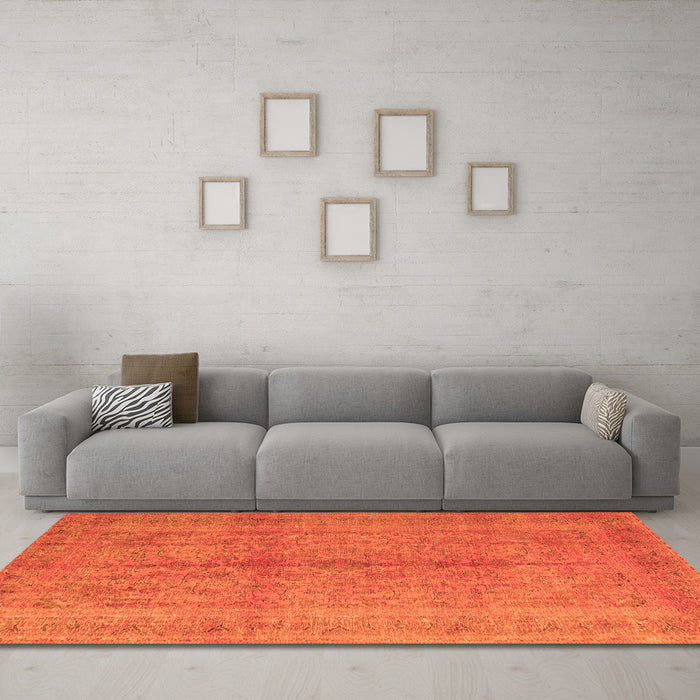 Machine Washable Persian Orange Traditional Area Rugs in a Living Room, wshtr3718org