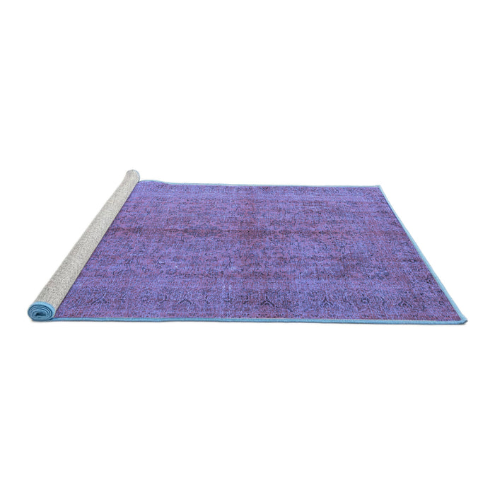 Sideview of Machine Washable Persian Blue Traditional Rug, wshtr3718blu