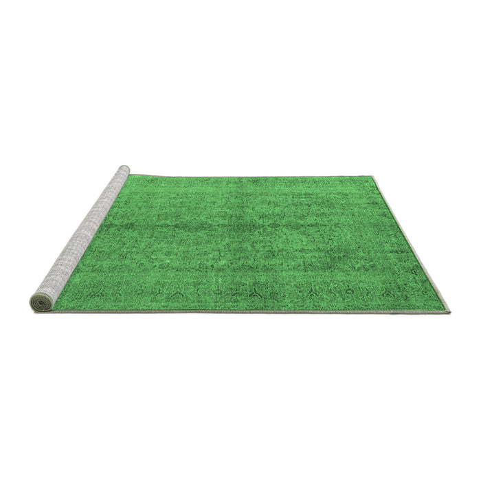 Sideview of Machine Washable Persian Emerald Green Traditional Area Rugs, wshtr3718emgrn