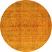 Round Persian Yellow Traditional Rug, tr3718yw