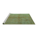 Sideview of Machine Washable Persian Turquoise Traditional Area Rugs, wshtr3718turq