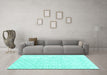 Machine Washable Persian Turquoise Traditional Area Rugs in a Living Room,, wshtr3719turq