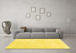 Machine Washable Persian Yellow Traditional Rug in a Living Room, wshtr3719yw