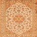 Serging Thickness of Medallion Orange Traditional Rug, tr371org