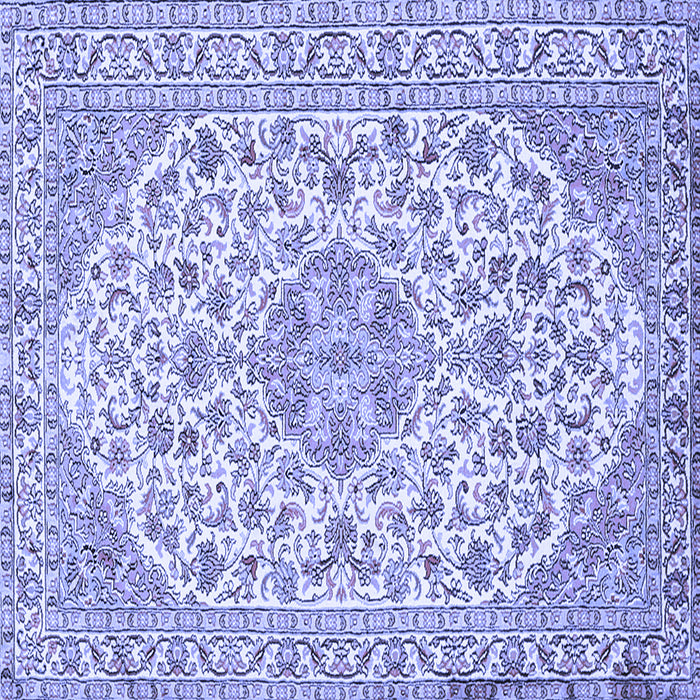 Square Machine Washable Medallion Blue Traditional Rug, wshtr371blu