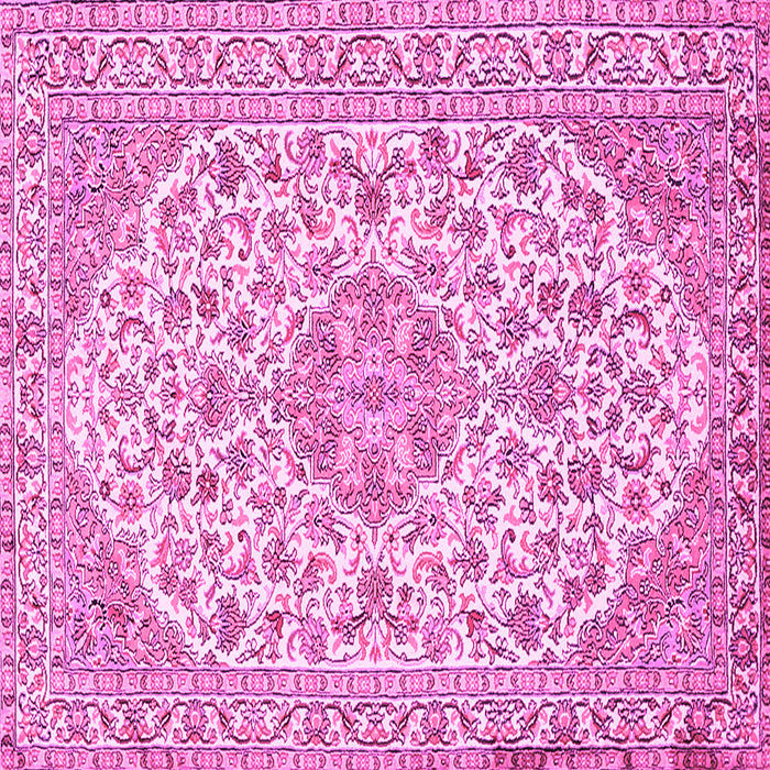 Square Machine Washable Medallion Pink Traditional Rug, wshtr371pnk