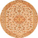 Machine Washable Medallion Orange Traditional Area Rugs, wshtr371org