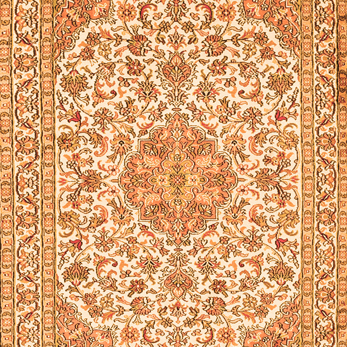 Serging Thickness of Machine Washable Medallion Orange Traditional Area Rugs, wshtr371org