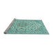 Sideview of Machine Washable Medallion Light Blue Traditional Rug, wshtr371lblu