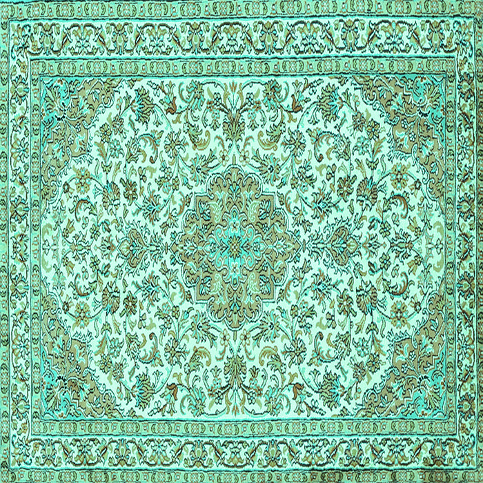 Square Medallion Turquoise Traditional Rug, tr371turq
