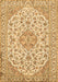 Machine Washable Medallion Brown Traditional Rug, wshtr371brn