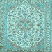 Square Medallion Light Blue Traditional Rug, tr371lblu