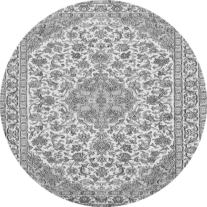 Machine Washable Medallion Gray Traditional Rug, wshtr371gry