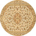 Round Medallion Brown Traditional Rug, tr371brn