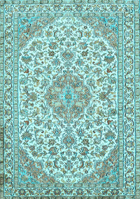 Medallion Light Blue Traditional Rug, tr371lblu