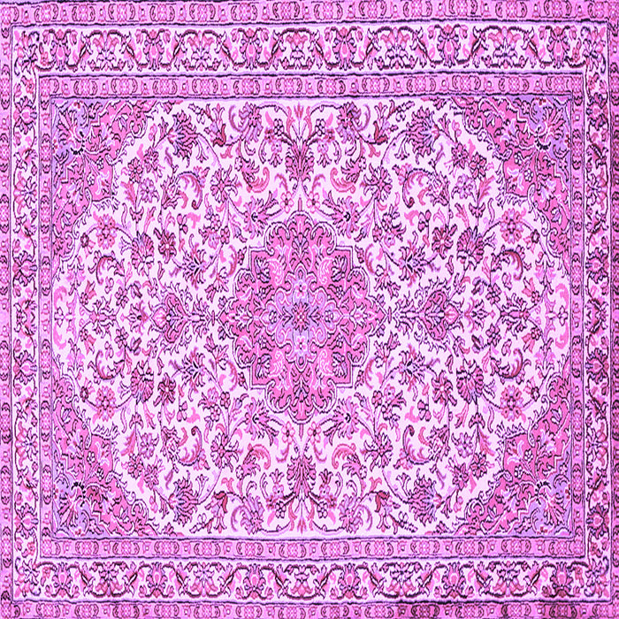 Square Machine Washable Medallion Purple Traditional Area Rugs, wshtr371pur