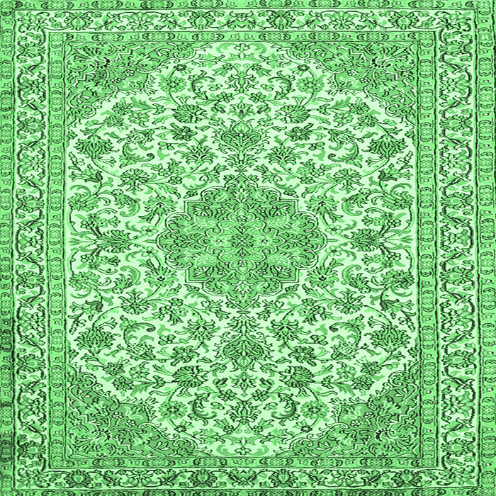 Square Machine Washable Medallion Emerald Green Traditional Area Rugs, wshtr371emgrn