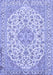 Machine Washable Medallion Blue Traditional Rug, wshtr371blu