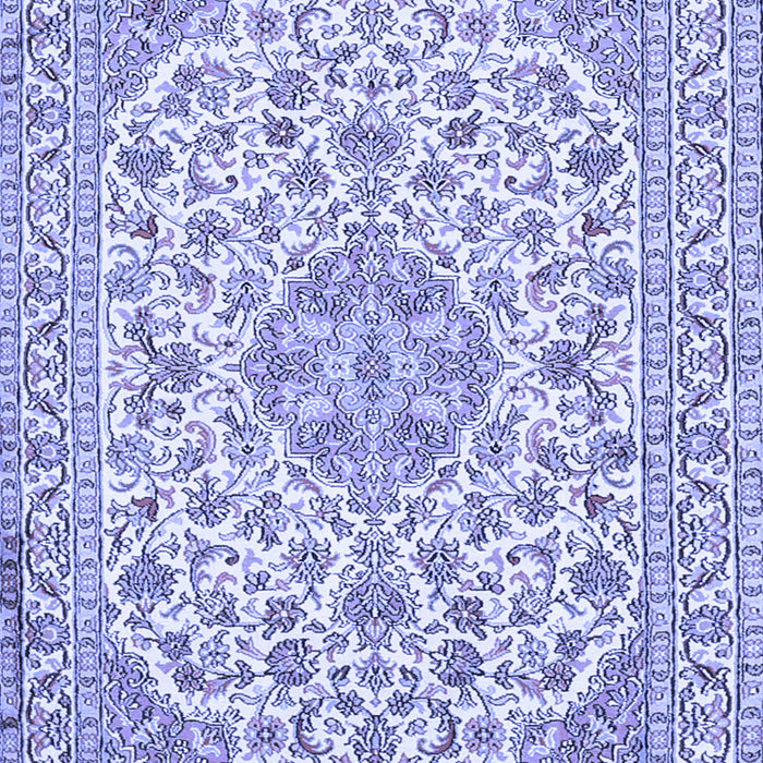 Machine Washable Medallion Blue Traditional Rug, wshtr371blu
