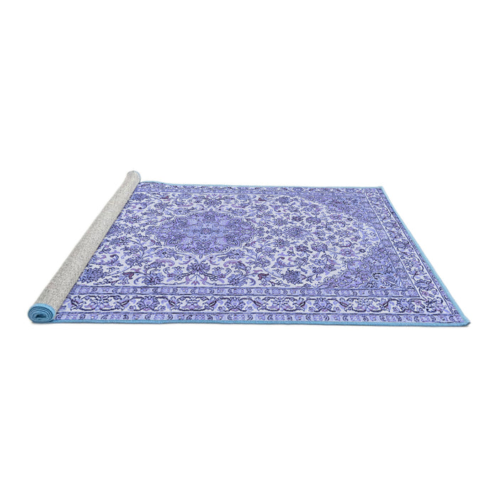 Sideview of Machine Washable Medallion Blue Traditional Rug, wshtr371blu