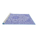 Sideview of Machine Washable Medallion Blue Traditional Rug, wshtr371blu