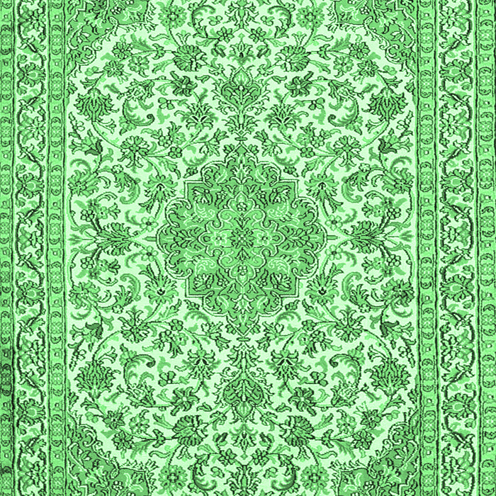 Machine Washable Medallion Emerald Green Traditional Area Rugs, wshtr371emgrn