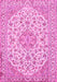 Machine Washable Medallion Pink Traditional Rug, wshtr371pnk