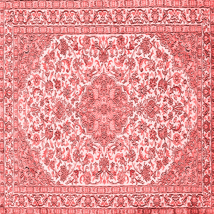 Machine Washable Medallion Red Traditional Rug, wshtr371red