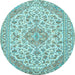 Round Medallion Light Blue Traditional Rug, tr371lblu