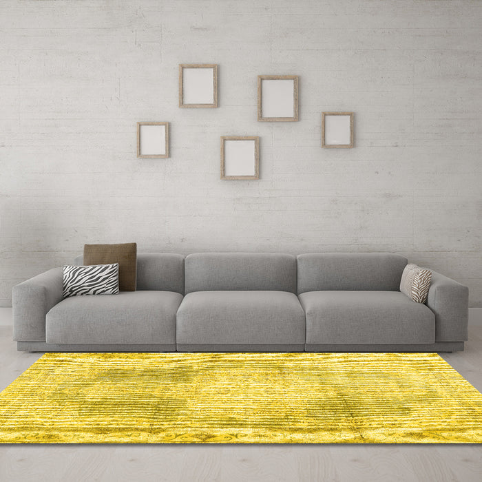 Machine Washable Persian Yellow Traditional Rug in a Living Room, wshtr3720yw
