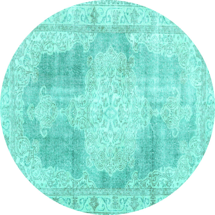 Round Persian Turquoise Traditional Rug, tr3720turq