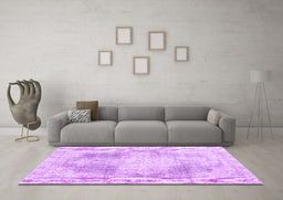 Machine Washable Persian Purple Traditional Area Rugs in a Living Room, wshtr3720pur